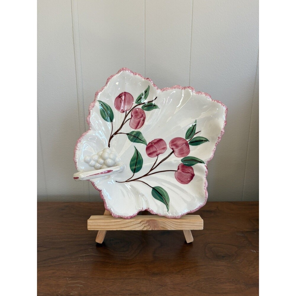 Vintage Blue Ridge Cherry Bounce Pattern Relish Dish With Handle